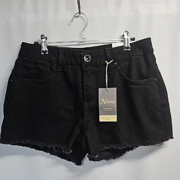 Natural Reflections Black Fringed Shorts - Picture 1 of 6